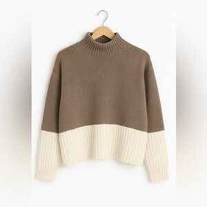 Cloth Mock Neck Color Block Sweater, Size S